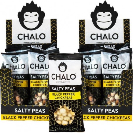 CHALO Black Pepper Chickpeas Salty Peas - 2 x 12 zakjes zoute snacks