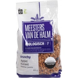 Crunchy Appel-Kaneel Meesters Van De Halm - Zak 450 gram - Biologisch