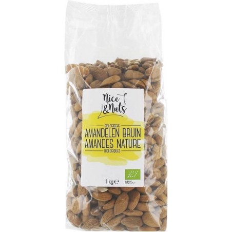 Amandelen bruin raw Nice & Nuts - Zak 1000 gram - Biologisch