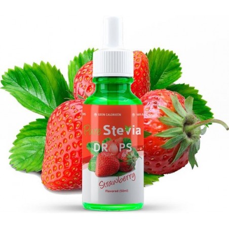 PureStevia Drops Strawberry 50ml, Stevia druppels, Flavor drops, Aardbei, Lekker Verfrissend !