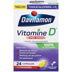 Davitamon Vitamine D - 1 per week - 100% plantaardig  - Vegan – Voedingssupplement - 24 capsules