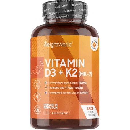 WeightWorld Vitamine D3 & K2 - 4000 IU - 180 micro tabletten