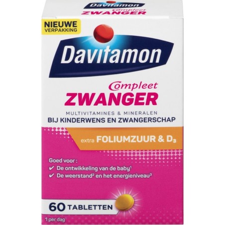 Davitamon Mama Compleet - multivitamine voor tijdens de zwangerschap - Bevat extra foliumzuur - 60 tabletten