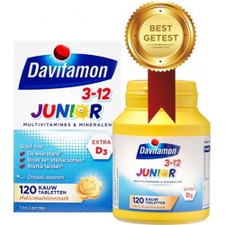 Davitamon Junior 3+ Kauwvitamines - kinder multivitamine - multifruit - 120 tabletten