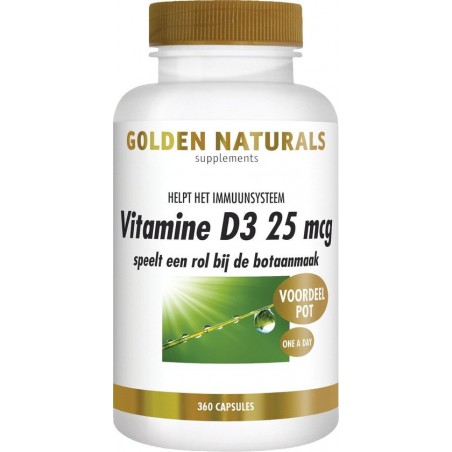 Golden Naturals Vitamine D3 25 mcg (360 softgel capsules)