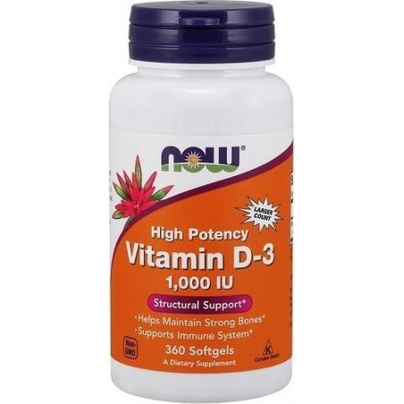 Vitamine D3, Hoge Dosering, 1000 IE (360 Softgels) - Now Foods