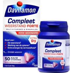 Davitamon Compleet Weerstand Forte met vitamine D - Multivitaminen en mineralen - Kauwtabletten 50 stuks