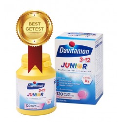 Davitamon Junior 3+ kauwvitamines - multivitamine - framboos - 120 tabletten