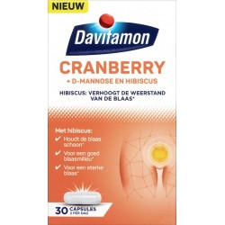 Davitamon Cranberry - Cranberrycapsules met D-Mannose en Hibiscus- Voedingssupplement - 30 capsules
