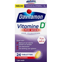 Davitamon Vitamine D 1 per week  - Voedingssupplement met Vitamine D - 24 tabletten