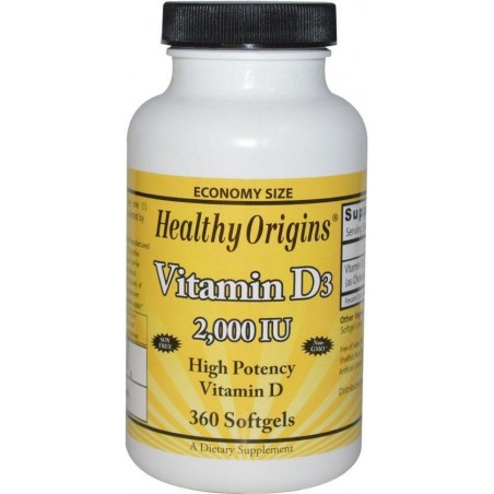 Vitamine d-3, 2000 IE, 360 softgels, Healthy Origins