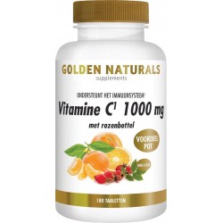 Golden Naturals Vitamine C 1000 mg met rozenbottel (180 veganistische tabletten)