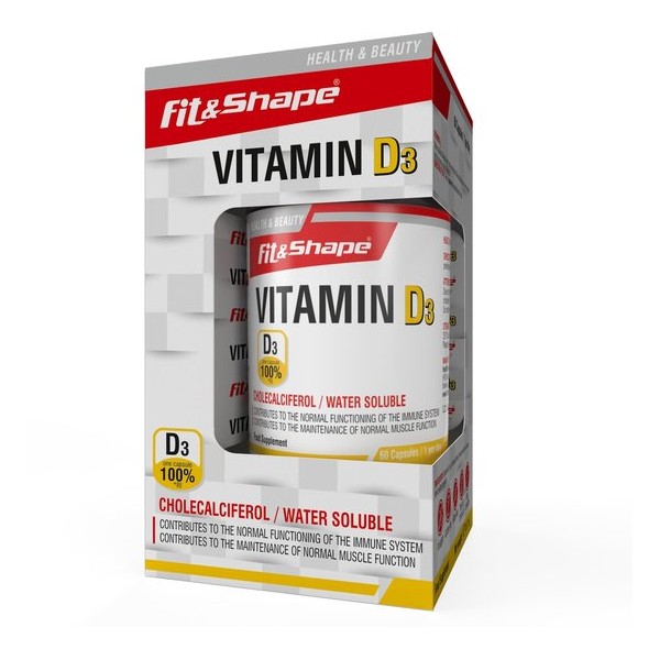 Fit&Shape Vitamine D3 (100% ADH)  10 µg/400IE/10mcg   (60 capsules)    2 maanden verpakking XXL