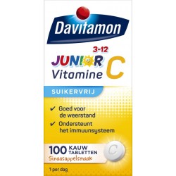 Davitamon Junior 3-12 jaar - Vitamine C sinaasappelsmaak - 100 kauwtabletten - Voedingssupplement