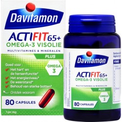 Davitamon Actifit 65+ Omega-3 Visolie - Multivitamine voor 60 plussers  - 80 stuks - Voedingssupplement