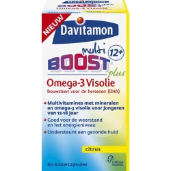 Davitamon Multi Boost Junior 12+ Omega Visolie  - voedingssupplement - 60 Kauwcapsules