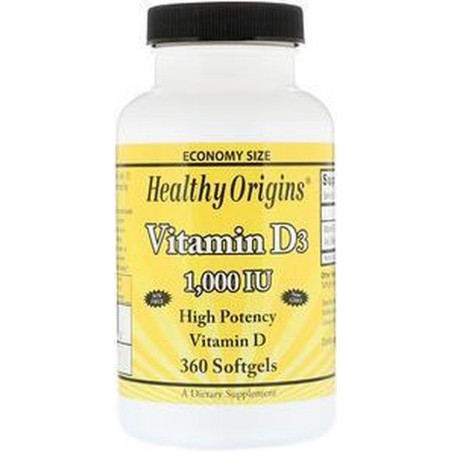 Vitamine D3 1000 IU (360 gelcapsules) - Healthy Origins