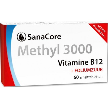 SanaCore Methyl 3000 - Actieve Vitamine B12 - 60 zuigtabletten - Methylcobalamine