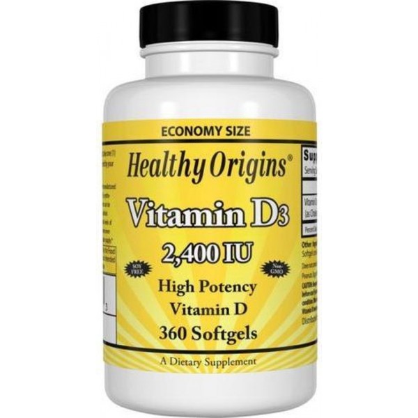 Vitamine D3, 2400IU, 360 softgels, Healthy Origins