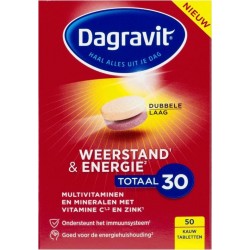 Dagravit Weerstand & Energie Totaal 30 Voedingssupplement - 50 kauwtabletten