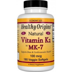 Vitamine K2 as MK-7, Natural, 100 mcg, 180 Veggie Softgels | Healthy Origins