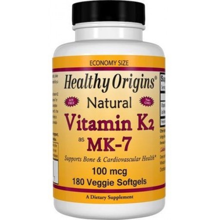 Vitamine K2 as MK-7, Natural, 100 mcg, 180 Veggie Softgels | Healthy Origins