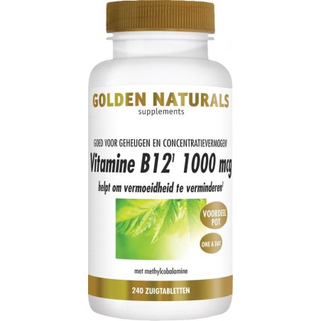 Golden Naturals Vitamine B12 1000 mcg (240 veganistische zuigtabletten)