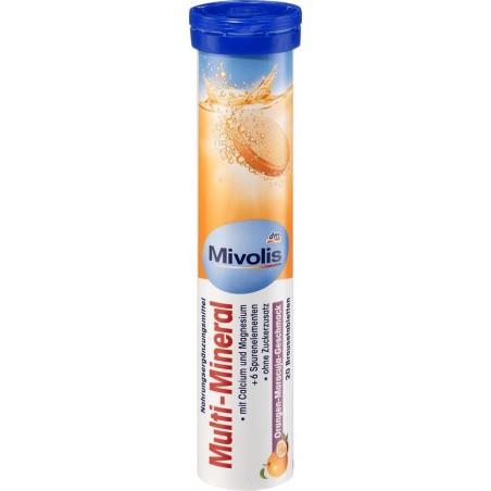 Mivolis Multi-minerale bruistabletten met Calcium en Magnesium + 6 sporenelementen - Sinaasappel passievrucht smaak (20 stuks)