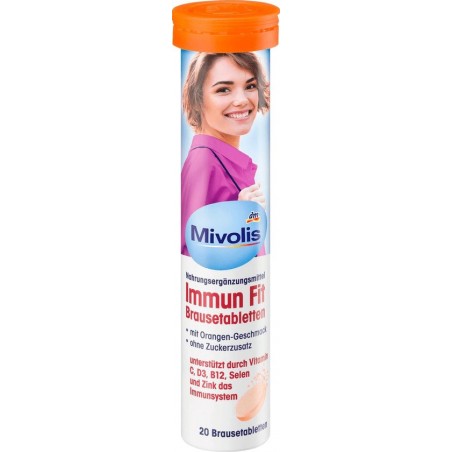 Mivolis Immun Fit bruistabletten met vitamine C, D3, B12, selenium en zink  (20 stuks)