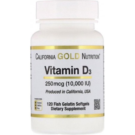 Vitamin D3, 250 mcg (10,000 IU), 120 Fish Gelatin Softgels