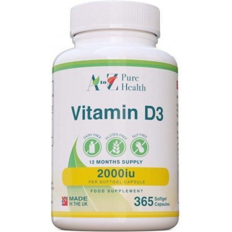 Vitamin2 D3 2000iu , 365 Softgels JAARDOSERING