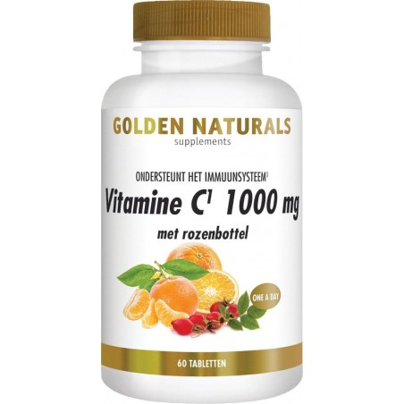 Golden Naturals Vitamine C 1000 mg met rozenbottel (60 veganistische tabletten)
