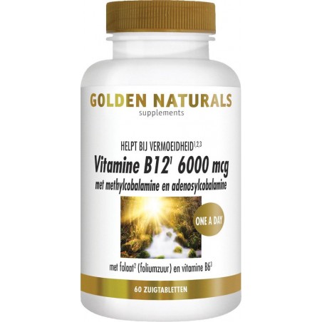 Golden Naturals Vitamine B12 6000 mcg (60 veganistische zuigtabletten)