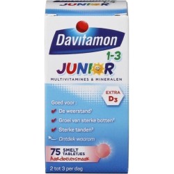 Davitamon Junior vitaminen 1-3 jaar - 75 smelttabletjes – Aardbeiensmaak