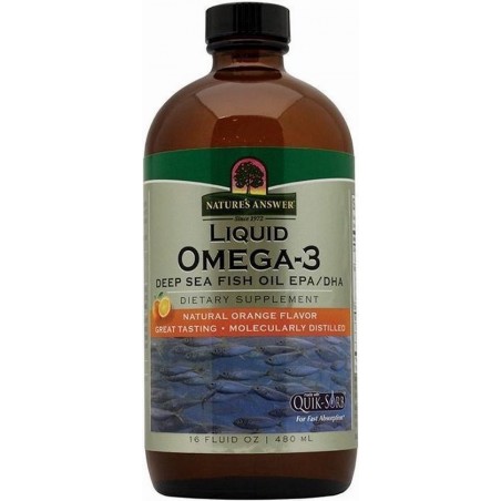 Vloeibare Omega-3, Natuurlijke Sinaasappel Smaak - 480 ml - Natures Answer - Visolie - Voedingssupplement