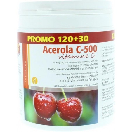 Acerola vitamine C 500 zuig - 150 tabletten - Voedingssupplement