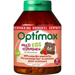 Optimax Multivitaminen Kids Aardbei - Voedingssupplement - 180 kauwtabletten