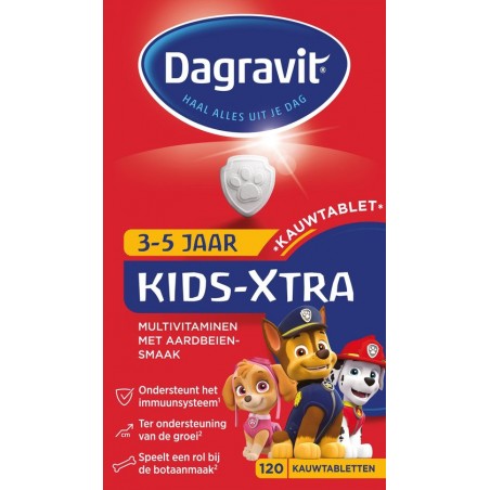 Dagravit Kids-Xtra 3-5 jaar Multivitaminen Voedingssupplement - 120 Kauwtabletten