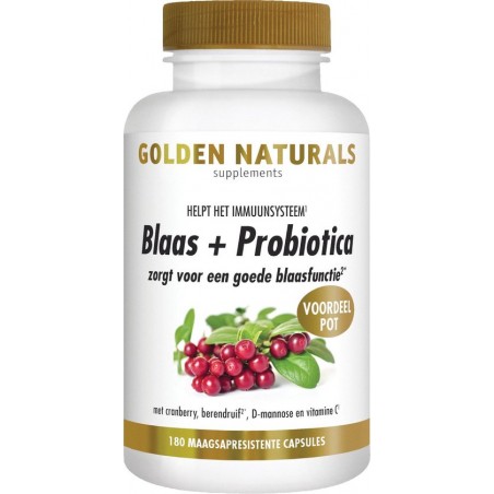 Golden Naturals Blaas + Probiotica (180 veganistische maagsapresistente capsules)