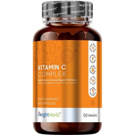 Vitamine C Complex capsules - Formule voor de weerstand voor volwassenen en kinderen - 120 Vegan Capsules