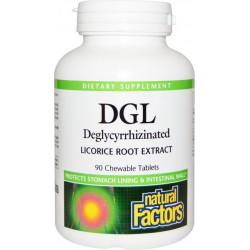 Natural Factors, DGL, gedeglycyrrhiniseerde zoethoutwortel, 90 zuigtabletten