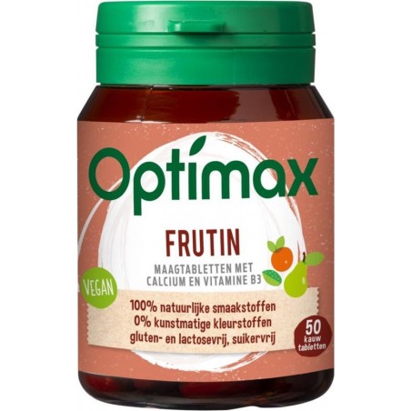 Optimax Frutin Maagfijn - Voedingssupplement - 50 Kauwtabletten