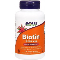 Biotine, 5000 mcg, 120 veg. capsules, Now Foods