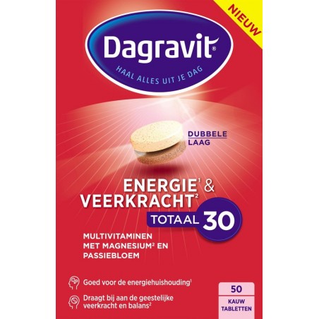 Dagravit Energie & Veerkracht Totaal 30 Voedingssupplement - 50 kauwtabletten