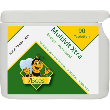 7Bees Multivit Xtra 90 tabs - 12 Vitaminen  - 9 Mineralen met Panax Ginseng - Ginkgo Biloba en Rhodiola Rosea