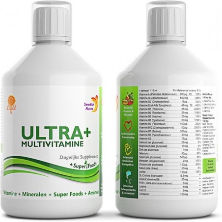 Swedish Nutra Ultra+ - Vloeibare Multivitamine - Mineralen -Voedingssupplement als drank