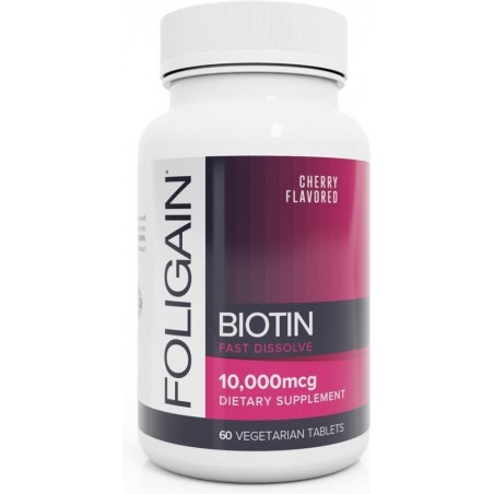 Foligain - Biotine Supplement 10.000 mcg met Kersensmaak - 60 tabletten