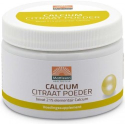 Mattisson / Calcium Citraat Poeder – bevat 21% elementair Calcium - 125 gram