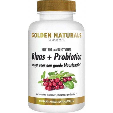 Golden Naturals Blaas + Probiotica (60 veganistische maagsapresistente capsules)