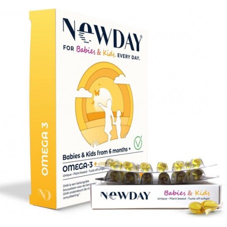 NewDay® Babies&Kids • omega-3 • mét vitamine D3 • plantaardig • algenolie voor kinderen • DHA